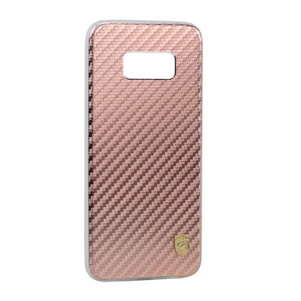 Wholesale Galaxy S8 Plus Carbon Fiber Armor Hybrid Case (Rose Gold)